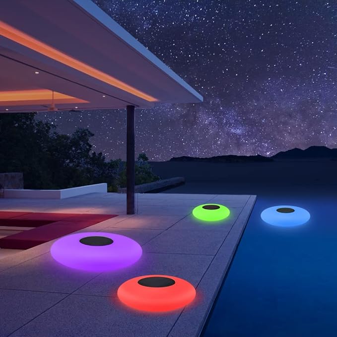 Solar LED Lights Inflatable,Swimming Pool Light Solar Floating Light Floating Pool Lights with Multi-Color LED Waterproof for Outdoor Garden (L) 1pc