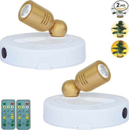 LED Spotlight Indoor, Battery Operated Spotlights with Remote, 3 Lighting Modes Up Lights for Plants Trees, Dimmable Timer Picture Lights for Wall Art Display Dartboard Painting Frames