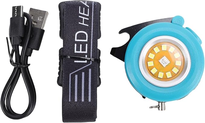 Keenso Keychain Flashlight, Aluminum Alloy Portable LED Torch with RGB Modes, Emergency Light for Camping and Car Repair (Blue)