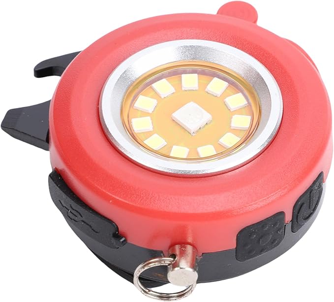 Keenso Keychain Flashlight, Aluminum Alloy Portable LED Torch with RGB Modes, Emergency Light for Camping and Car Repair (Red)