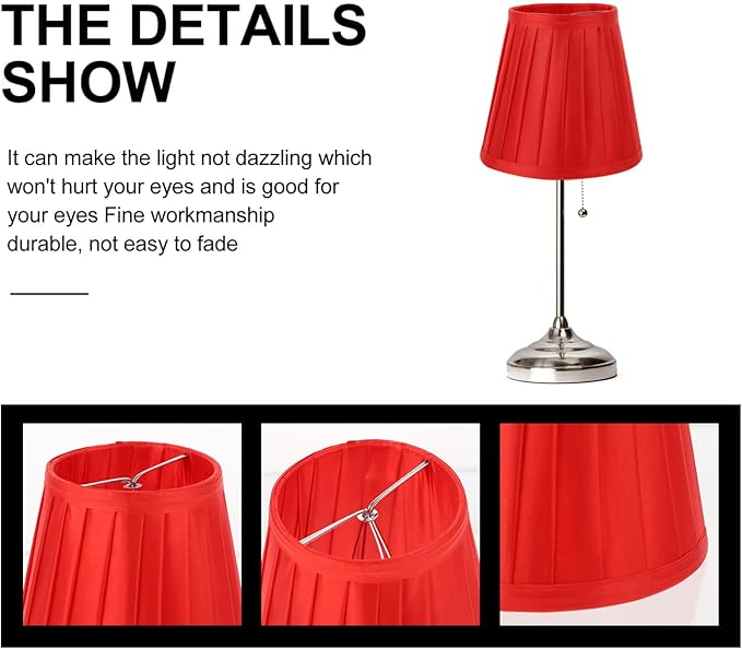 Simple Lampshade Large Red Fabric Lampshade for Table Bedside and Floor Lamps