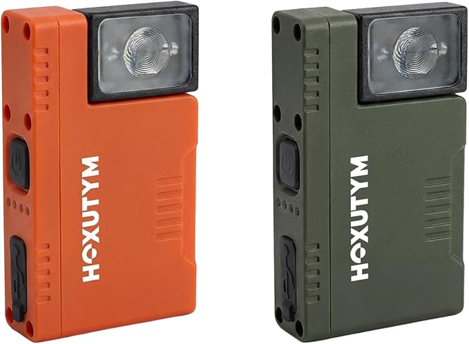 Clip-on LED Rechargeable Flashlights – 500lm EDC Mini Pocket Light, Hands-Free Magnetic Work Light with 180° Rotatable Clip & RGB Emergency Mode for Camping, Hiking, Repairs, Walkies