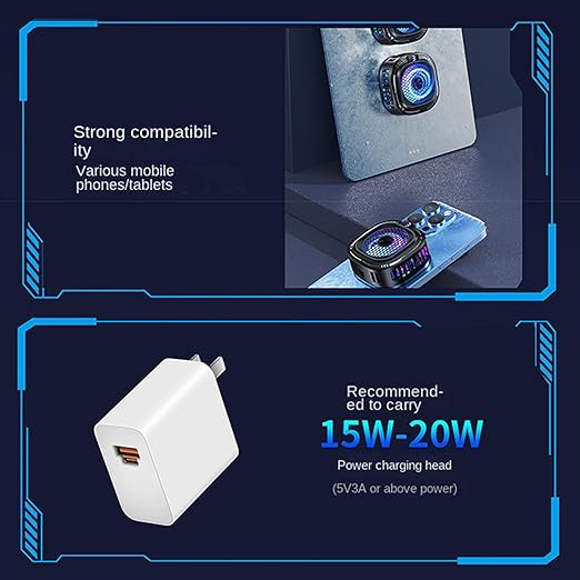 Magnetic Phone Cooler,10W Magnetic Heatsink - 3-Level Smartphone Cooling Fan with RGB Light | for Game Live Streaming Video Filming