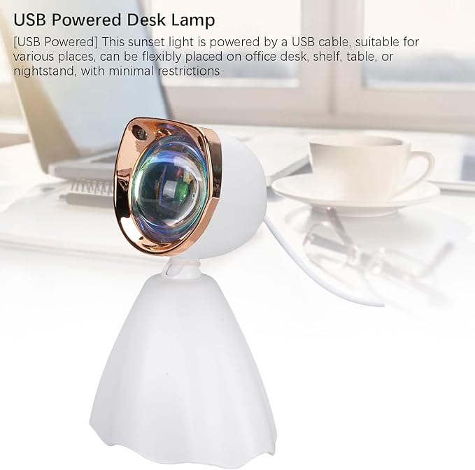 Sunset Projection Lamp, USB Powered Ambient Light for Bedroom, Selfie Background, Indoor Decoration - Warm Ambiance, Versatile Use, Enhances Photos and Videos
