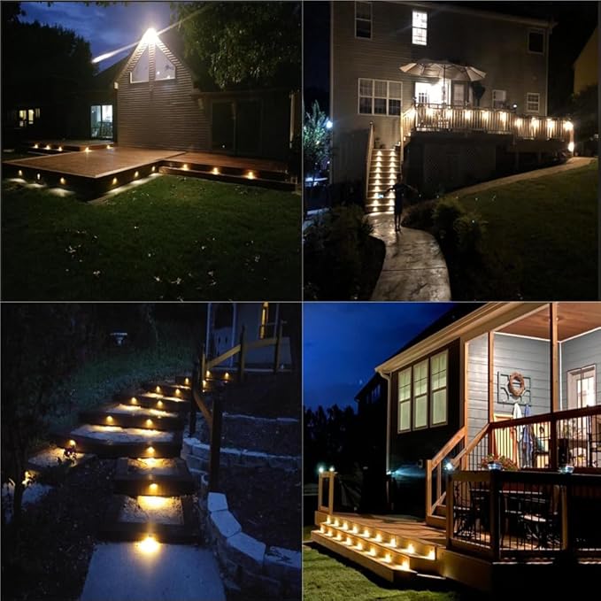 FVTLED Pack of 10 Low Voltage LED Deck Lights Outdoor Step Stair Lights D35MM 12V IP65 Waterproof Warm White Landscape Deck Lighting for Garden Yard Steps Stairs Floor Decoration, Red Bronze