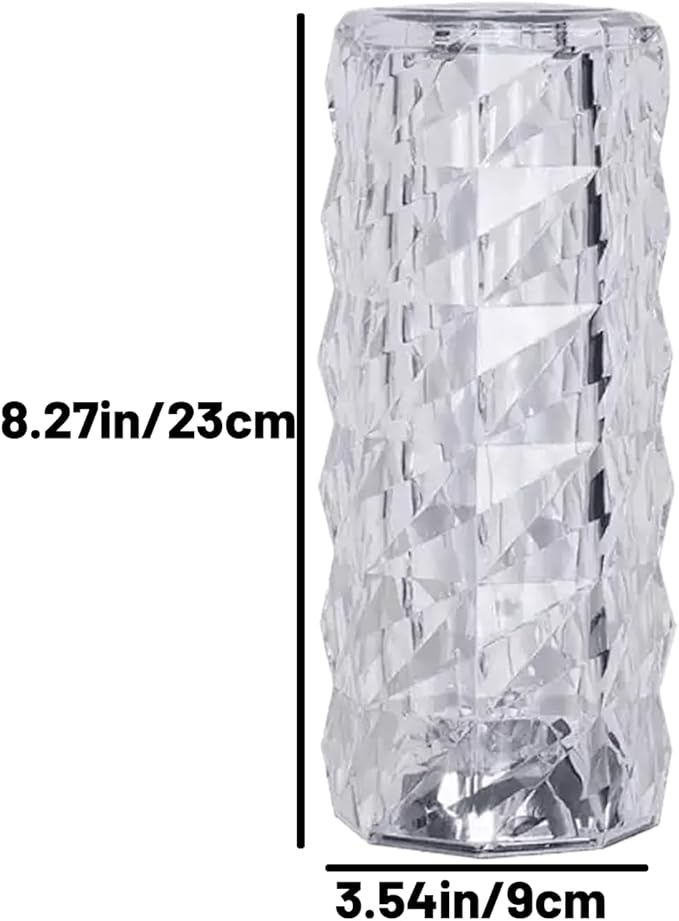16 Colors Rose Rays Crystal Diamond Table Lamp, Touch Control Acrylic Column Light with Remote, Type-C Rechargeable, 360 Degree Transparent Shade for Bedroom Desk Décor (2, Large)