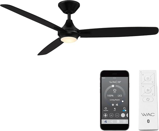 WAC Lighting F-060L-MB Blitzen 54" Ceiling Fan with LED Lights & Remote, Matte Black
