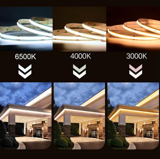 COB LED Strip Lights UL Listed DC 24V LED Lights Flexible Super Bright LED Strips,16.4ft 3000K Warm White,CRI 90+,2400LEDs High Density Uniform Light fo Home Room Décor