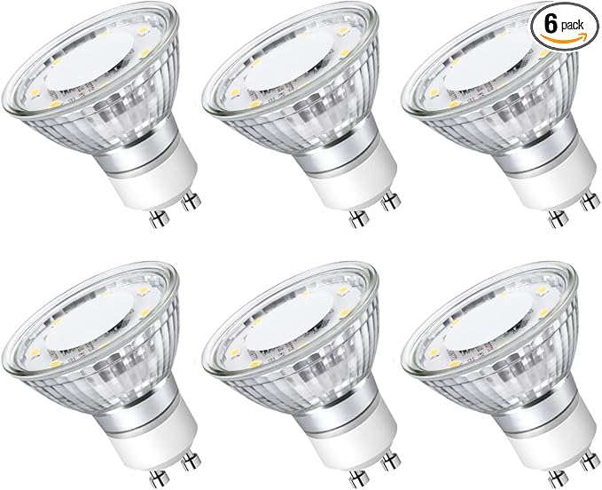 Lepro 2700K Soft Warm Light Non-Dimmable GU10 LED Light Bulbs, GU10 Bulb Replacement for Recessed Track Lights, 4W LED Bulbs with 100°Flood Beam for Kitchen, Range Hood, Living Room, Bedroom, 6 Pack