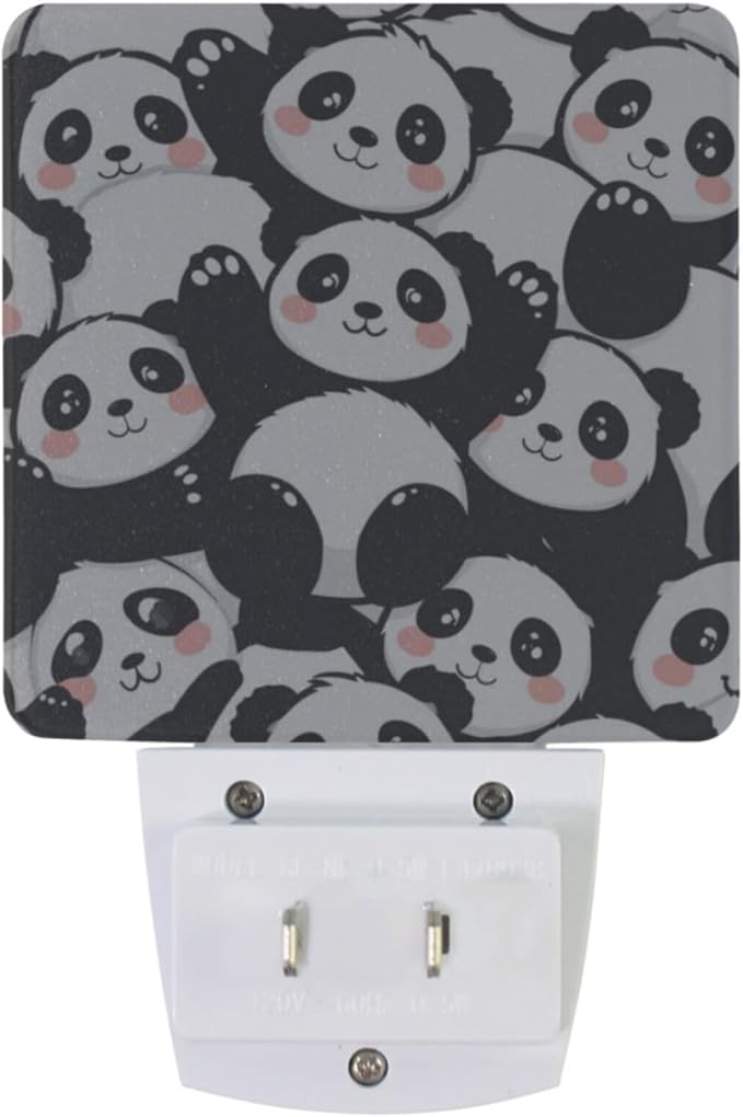 Vdsrup Cute Baby Panda Night Light Set of 2 Lovely Bear Animals Plug-in LED Nightlights Auto Dusk-to-Dawn Sensor Lamp for Bedroom Bathroom Kitchen Hallway Stairs
