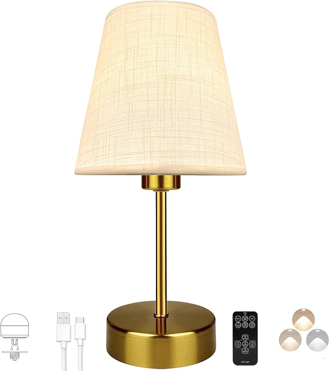 BLUEYE Mini Rechargeable Table Lamp,Remotte Control,Soft Warm 2700K-6000K,Dimmable,Timer,Flicker-Free,White Shade,Center Piece Deco,Cordless Kid Night Light for Bedside,Entryway,Bedroom