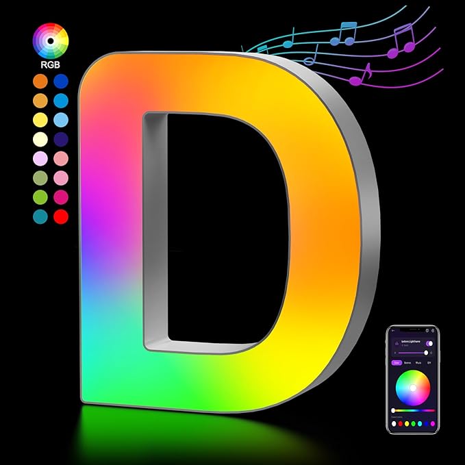 OJQ Light Up Letters LED Letter - Marquee Letters Room Decor Music Sync Color Change Colorful - Christmas Birthday Gifts for Girl Welcome Home Decorations Birthday Gift for Women Gifts for Teens