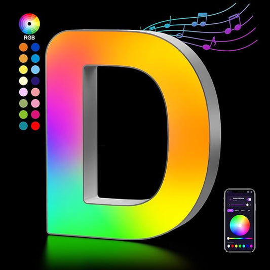 OJQ Light Up Letters LED Letter - Marquee Letters Room Decor Music Sync Color Change Colorful - Christmas Birthday Gifts for Girl Welcome Home Decorations Birthday Gift for Women Gifts for Teens