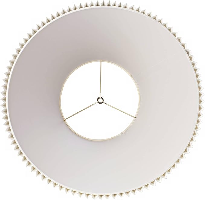Empire Lamp Shade Beige Pleated Large 10.75" Top x 22" Bottom x 15.5" High Spider with Replacement Harp and Finial Fitting - Springcrest