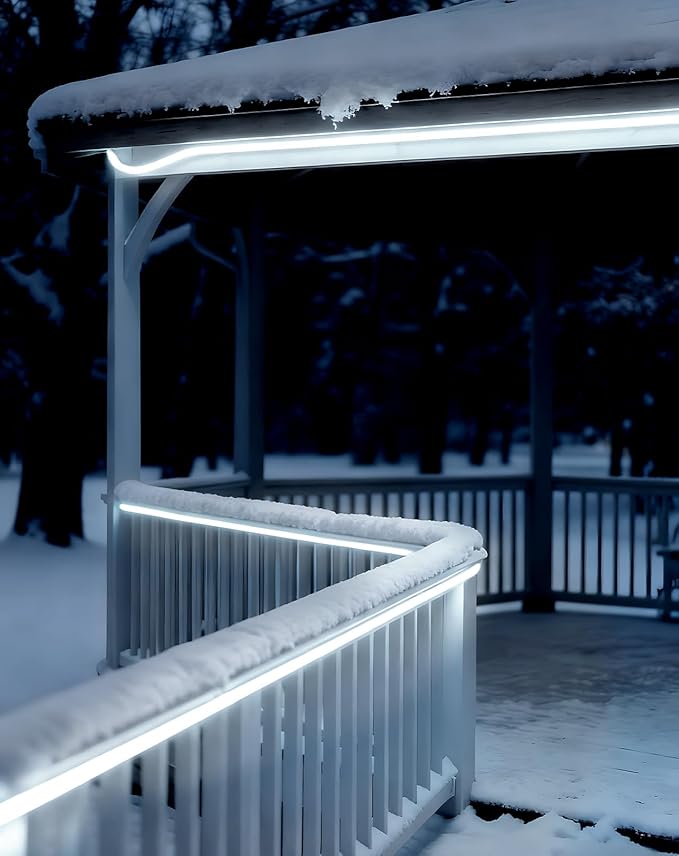 Shine Decor Outdoor Neon Rope Light IP67 Waterproof, ETL Listed Plug&Play 120V Driverless Flexible Solid Silicone LED Neon Lighting, -40 F Cold Resistant Durable for Pathway, 10ft 6500K Cool White