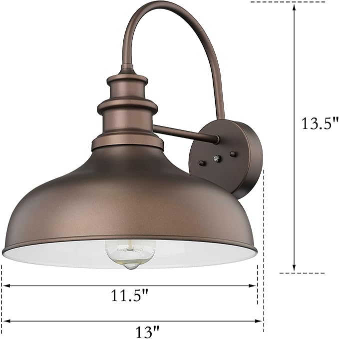 Bestshared Dusk to Dawn Sensor Farmhouse Barn Light, Outdoor Wall Sconce, Outdoor Wall Lantern for Porch, Exterior Light Fixtures Porch Lights(Orb+White, 2 Pack)