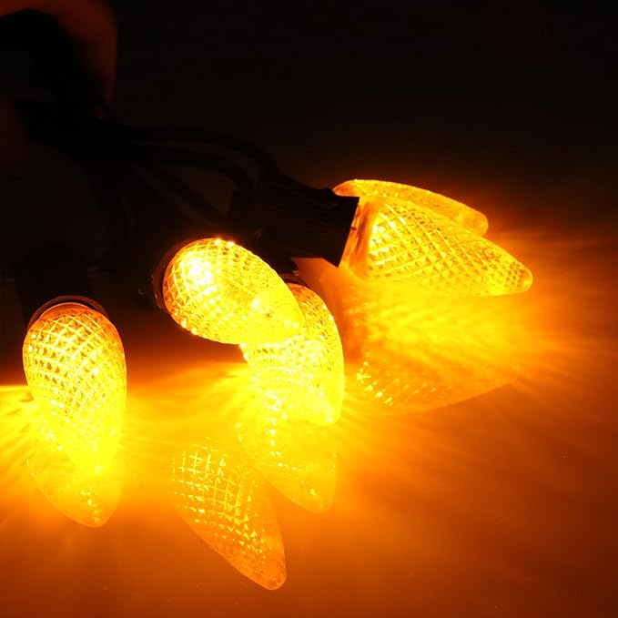 5PCS C9 LED Christmas Light Bulbs - C9 led Bulbs with E17 Base Sockets Replacement Bulbs for Outdoor String Lights - Commercial Grade Yellow