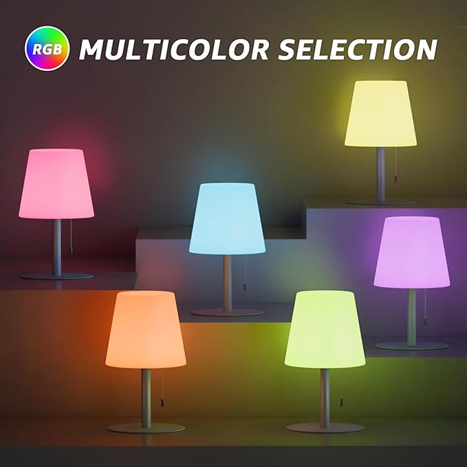uuffoo Shower Lamp Waterproof Warm White & RGB Shower Light Dimmable LED Rechargeable Table Lamp Cordless Outdoor Lamps Portable for Indoor Outdoor Bathroom Home Patio H9.8in D6.3in (Gray)