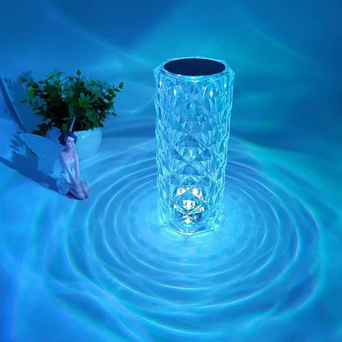 MIFXIN Crystal Table Lamp RGB 16 Colors Changing Remote Control Rose Diamond Crystal Lamp USB Charging Touch Light Decorative Acrylic Led Desk Lamp for Bedroom Living Room Dinning Table Decor