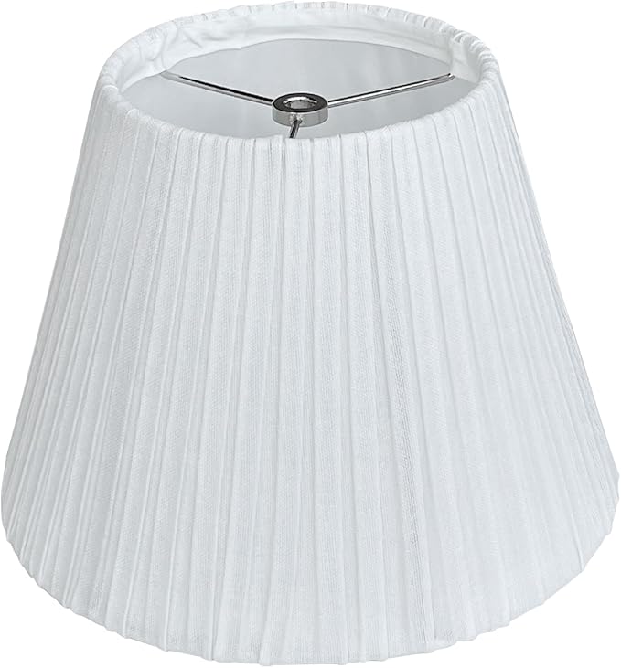 TOOTO STAR 6" Top x 10" Bottom x 7.5" High Small Lamp Shade,White Pleated Bell Shade for Table Lamps, Floor Lamps and Bedside Lamps (Spider Fitter), Handmade of Natural Linen