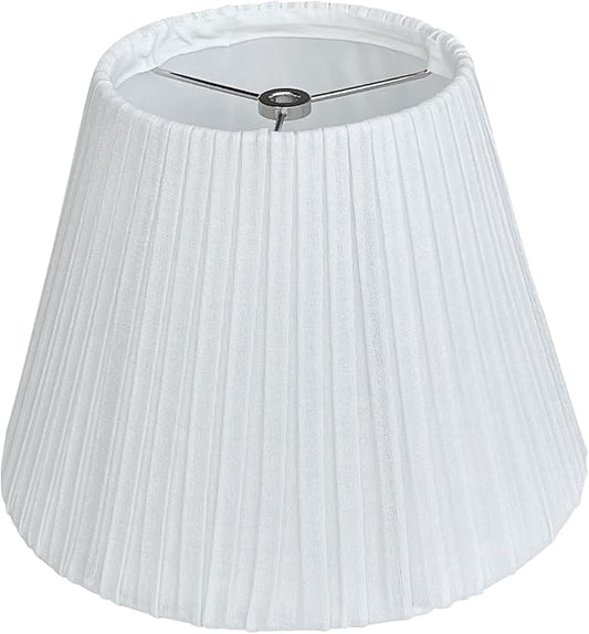 TOOTO STAR 6" Top x 10" Bottom x 7.5" High Small Lamp Shade,White Pleated Bell Shade for Table Lamps, Floor Lamps and Bedside Lamps (Spider Fitter), Handmade of Natural Linen