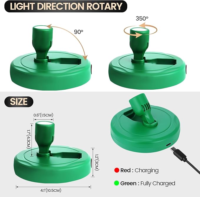 Cordless Spotlight Battery Operated, Rechargeable Plant Spot Lights, Dimmable Accent Lighting with Remote, LED Uplight for Picture Tree Painting Gallery Portrait Dartboard Art Photo, Green