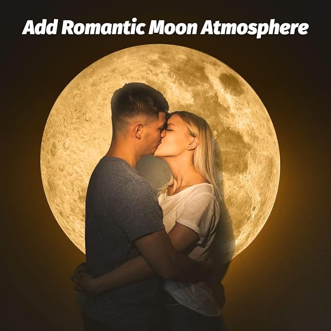 Upgrade Non-Fade Moon Projector Night Light, USB Charging Moon Lamp with 3 Lighting Colors, Angle Bendable Brightness Adjustable Moon Atmosphere Projector, Gift for Kids Wall Ceiling Decor