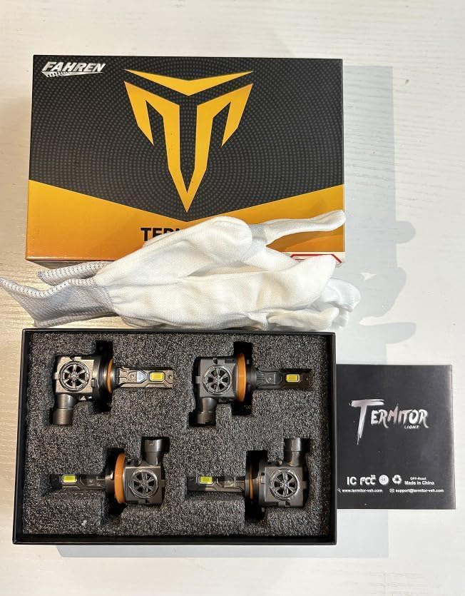 H11/H8/H9 & 9005/HB3 Light Bulbs Combo, 60,000LM 900% Ultra-Bright, Real 1:1 Mini Size, 6500K Cool White 70,000Hrs Long Life 9005 H11 Fog Lights with Cooling Fan, Plug and Play, Pack of 4