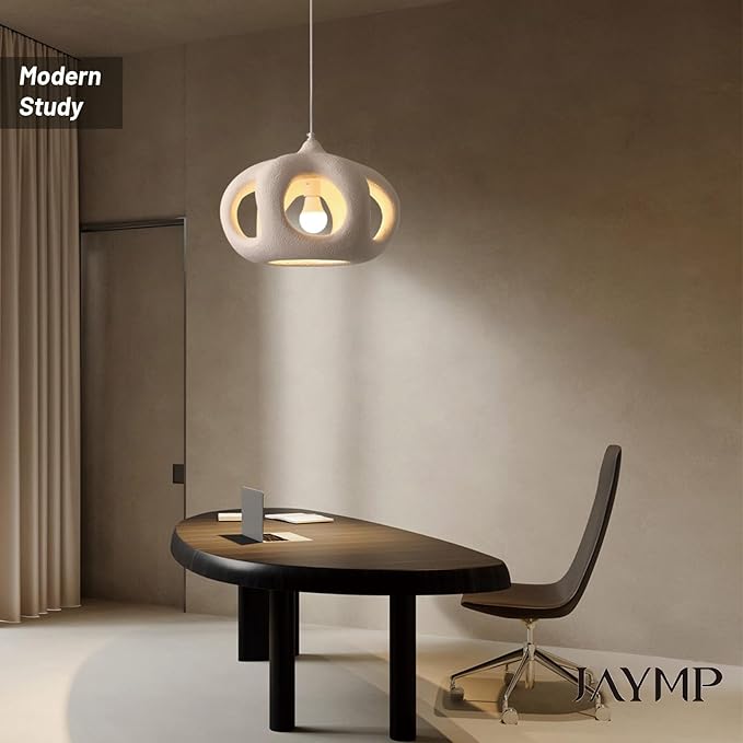 JAYMP Hollow-Out Shape Pendant Light Fixture for Dining Room Kitchen Island Hallway Restaurant Modern Hanging Lamp E26 Base Japanese Style Lighting Fixture, 1 Pack, Matte White, 40cm/15.7in