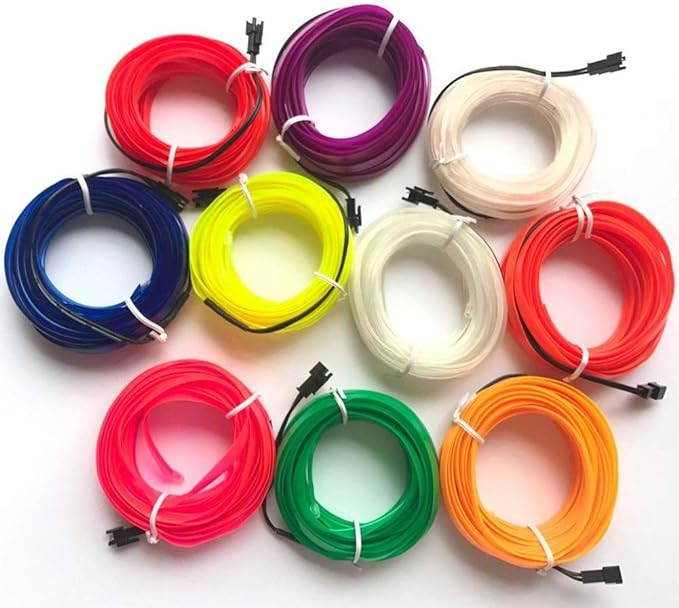 ABALDI El Wire Car Neon Light Flexible Neon Light for Car Interior Light Decoration(5m/16ft,Fluorescent Green)