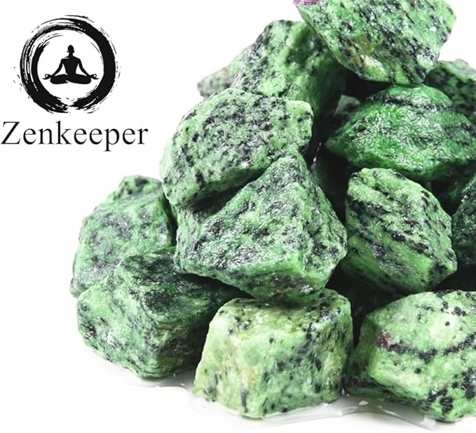 Zenkeeper 1Lb Ruby Zoisite Raw Stones for Tumbling, Polishing, Rough Ruby Zoisite Crystals Bulk Rough Gemstone for Jewelry Making, Healing, Meditation, Reiki