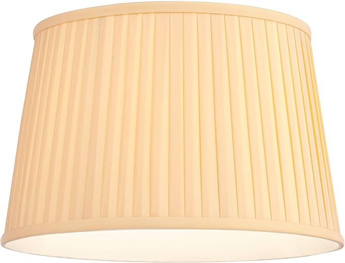 Mapo 14" Top x 17" Bottom x 11" High x 11" Slant Lamp Shade Replacement Large Yellow Drum Round Tapered Traditional Fabric Pleated Softback Washer Harp Finial - Springcrest