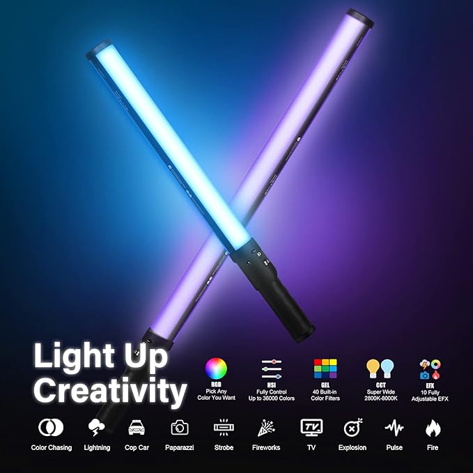 Mettlelite TLX1 & LS400C RGB Video Light Bundle - Full Color with APP Control, 2800K-8000K CRI96 TLCI97 RGB CCT HSI Mode LED Light