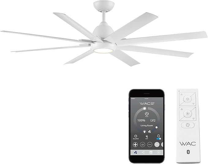 WAC Lighting Mocha XL 8-Blade Aluminum Smart Ceiling Fan in Matte White