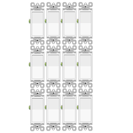 3 Way Switch White, Greencycle 12 Pack Three Way Light Switch Rocker Switches 15A 120/277V, On/Off Rocker Paddle Interrupter, Residential/Commercial Grade,Home & Office,UL/CUL
