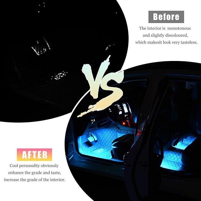 4 PCS USB LED Car Interior Atmosphere Lamp, Portable Plug-in 5V USB Car LED Interior Lighting Night Lamp, Mini USB Ambient Lighting Decor for Home Car Laptop Keyboard (White+Ice Blue)