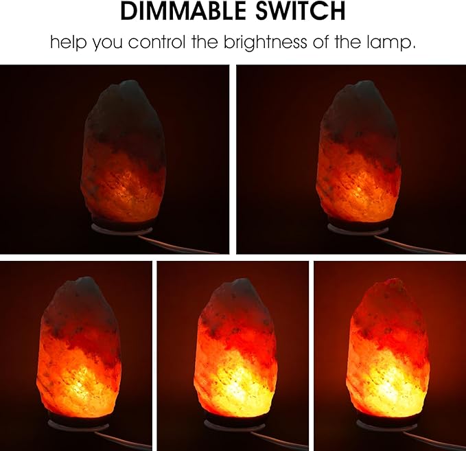 Himalayan Salt Lamp Cord Replacement Kit with Dimmer Switch & 6-Pack 15W E12 Halogen Bulbs, 5ft Cord Base Assembly for Salt Rock Lamps, 110V Adjustable Brightness Cord Set (1)
