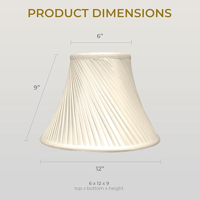 Royal Designs BS-717-12BG Twisted Pleat Basic Lamp Shade, 6 x 12 x 9, Beige