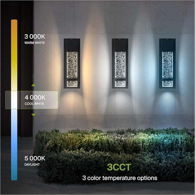 ASD LED 13 Inch Bubble Glass Wall Light Fixture | 12W 500LM 3000-5000K 120V | 3CCT, Waterproof, Photocell, ETL Listed | Exterior Dusk to Dawn Flush Mount Sconce, Outdoor Lighting | Black, 4 Pack