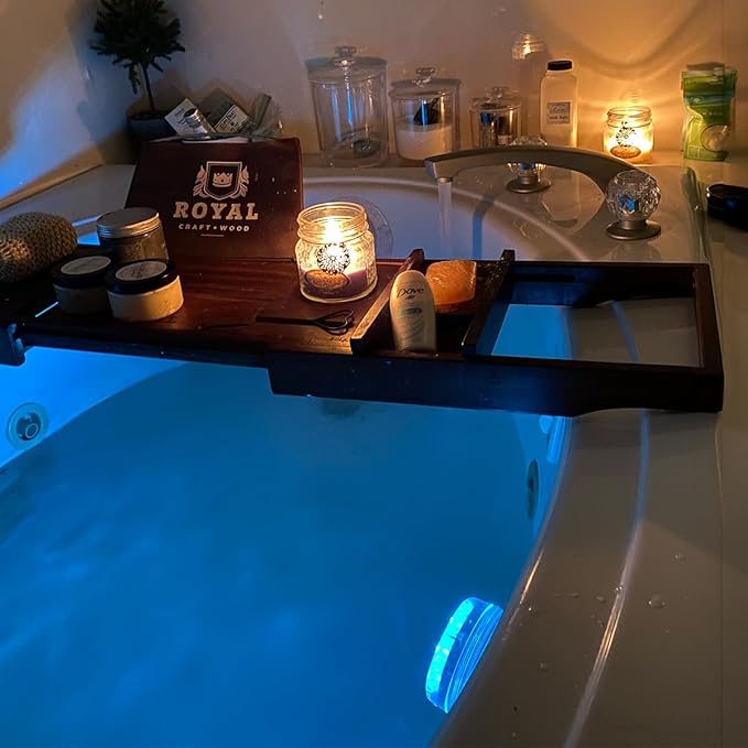 Bathtub Lights, Battery Powered Underwater Glow Light for Bathtime Bath Tub Spa Light Bathroom Shower Light, Bath Accessories for Women Relaxing, Remote Control Color Changing, RGB, 4pcs