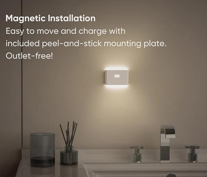 Wyze Lifestyle Rechargeable Night Lights with Dusk to Dawn & Motion Sensors, Warm & Soft White Stair Lights for Bathroom, Hallway, Linkable, Magnetic Mount, 6 Pack