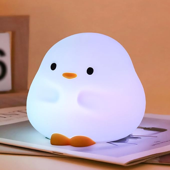 Duck Night Light, Color Changing Mode & 50-Hour Battery, Squishy Silicone Lamp for Kids Room, USB Rechargeable with Timer, Easter Gifts