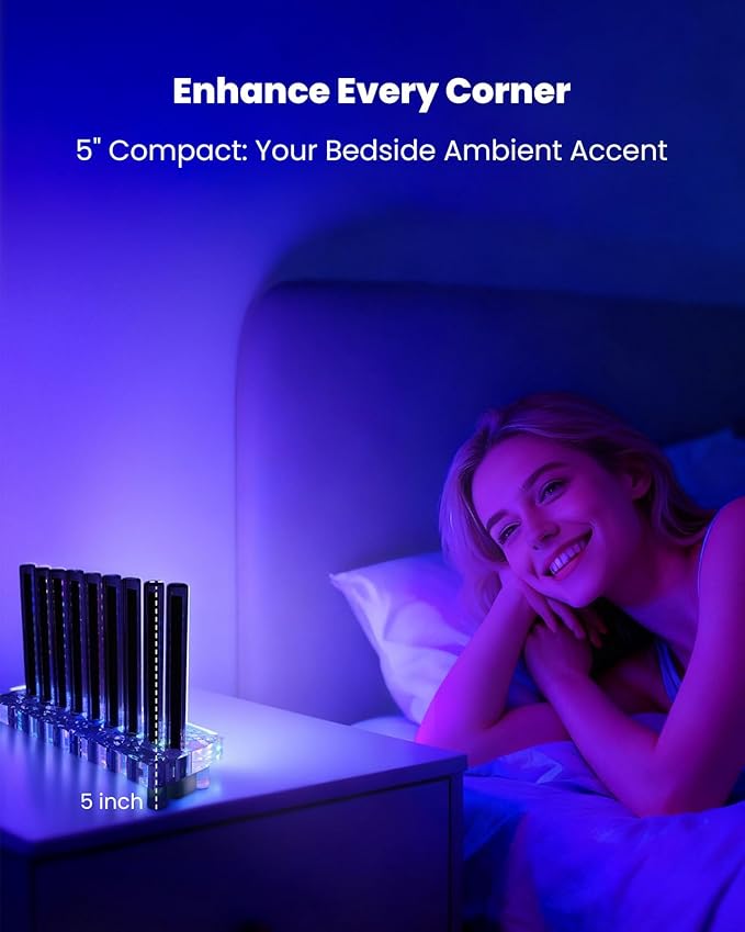 Nobiggie Vertical Glass Ambient Lighting, Mood Light with Soft Glow LED Accent & Extensive Color Cycles for Bedroom, Living Room & Modern Home Decor