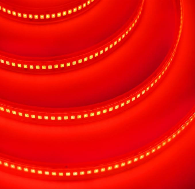 LED Strip Lights, 16.4ft/5m AC110-130V Dimmable 10000LM SMD 2835 600 LEDs Tube Waterproof IP68 LED Lights Strip Ribbon, More Brightness Than Low Voltage LED Strip Lights (Red)