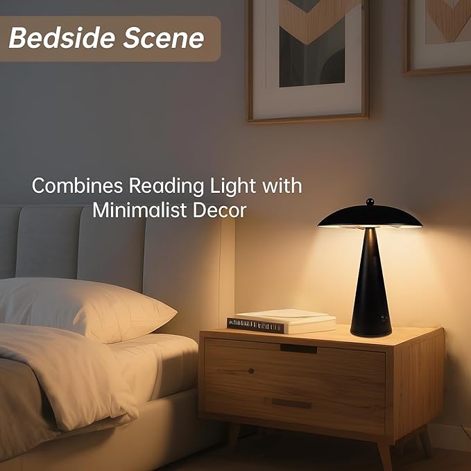 Mushroom Table Lamps Modern Table Lamp with 3 Color Temperatures 3000/4000/5000K,Dimmable Nightstand Lamp Desk Lamp for Living Room,Bedroom,Kid's Room,Office