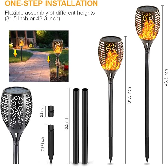 EOYIZW Solar Lights Outdoor 4 Pack, 99 LEDs Solar Torch Light with Flickering Flame- IP65 Waterproof Solar Garden Lights, Solar Powered Outdoor Lights for Porch Yard Patio Halloween Decorations