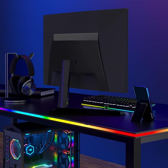 RGB Backlight for PC & Mac, LED Strip Light Sync with Screen Color or Music, Stick to The Edge of Your Desk, LEDs for Desk Gaming, USB Port, Software Control, 3.94ft / 1.2m