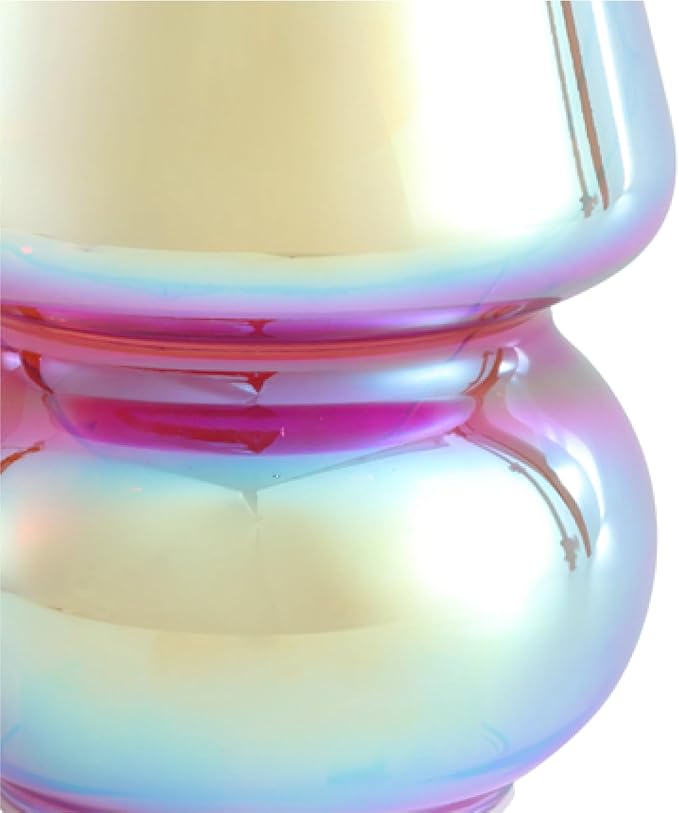 Urban Lifestyle Iridescent Glass Mushroom Lamp,7" Glass Novelty Table Light, Battery Powered Retro Decor for Bedroom, Living Room, Dorm