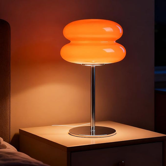 Bedroom Mushroom lamp, Medieval Modern Bedside Table lamp, dimmable Retro Egg Tart Headlight, Unique Home Mushroom Decoration Aesthetic Lovely Living(Orange)