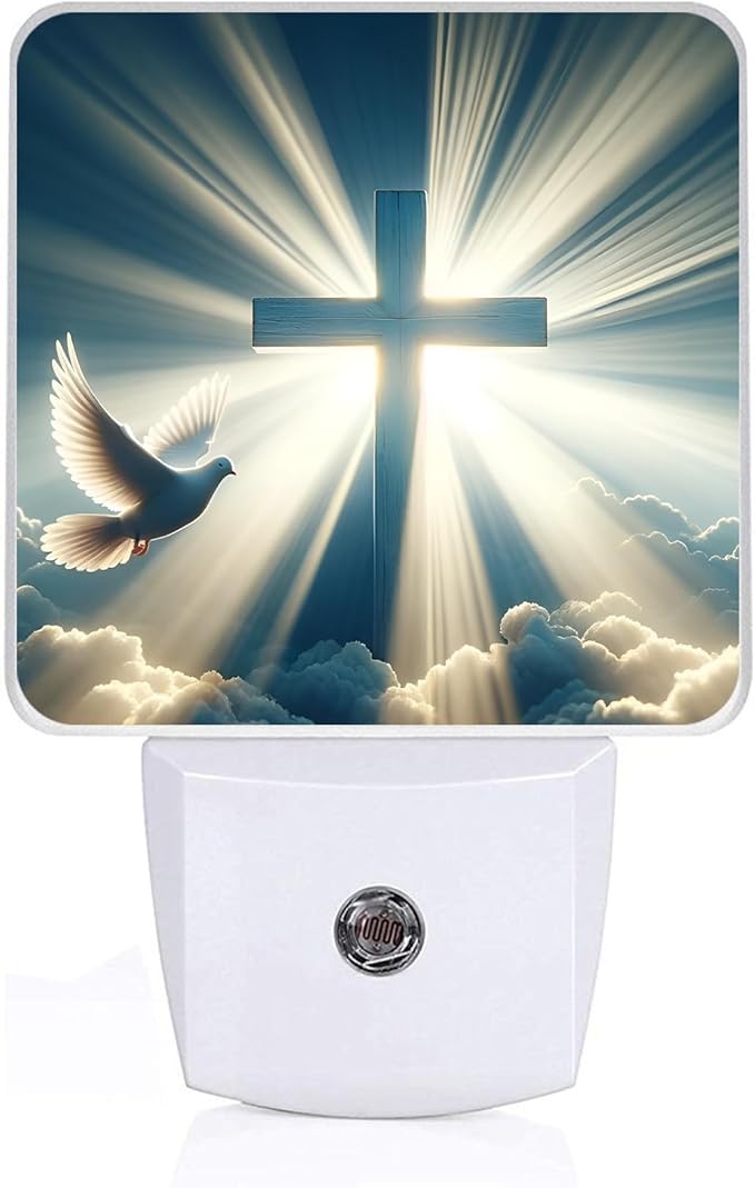 Cross Heaven Night Light,Plug-in Night Lights with Dusk-to-Dawn Sensor for Bedroom,Bathroom and Living Room Sleep Friendly lamp 0.5w